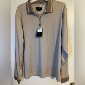 Porter & Ash Quarter Zip Sweater in Tan and Cream